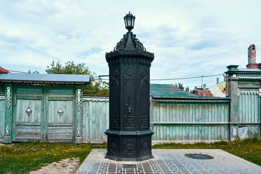 Kolomna, Russia - May 30, 2023: Vintage standpipe on the street of the Russian city