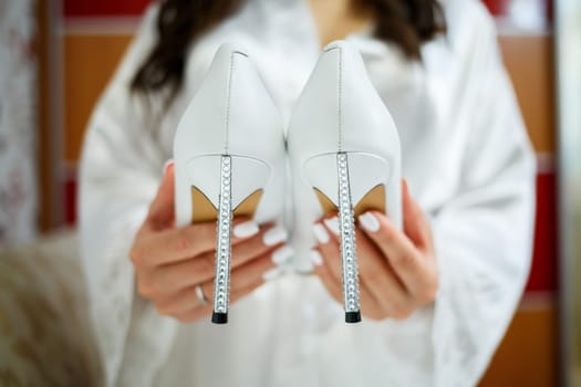 Women's shoes on the wedding day for the bride