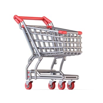 Cartoon shopping cart 3D rendering illustration isolated on white background