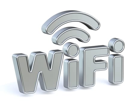 Steel WiFi sign 3D rendering illustration isolated on white background