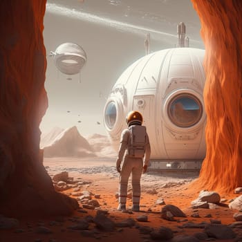 Astronauts on Mars. Station on Mars. The concept of colonization of Mars