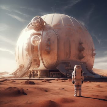 Astronauts on Mars. Station on Mars. The concept of colonization of Mars