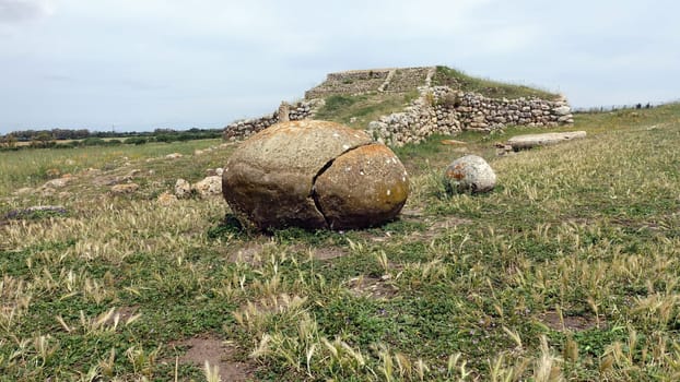 Sassari, Sardinia in Italy, May 18 2023. A view of the sacred altar of Monte D'Accoddi. Dating back to 4000 BC.