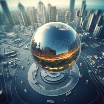 An air vehicle in the form of a sphere in the city of the future