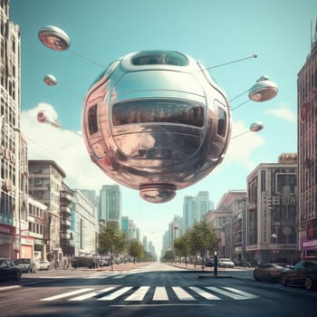 An air vehicle in the form of a sphere in the city of the future