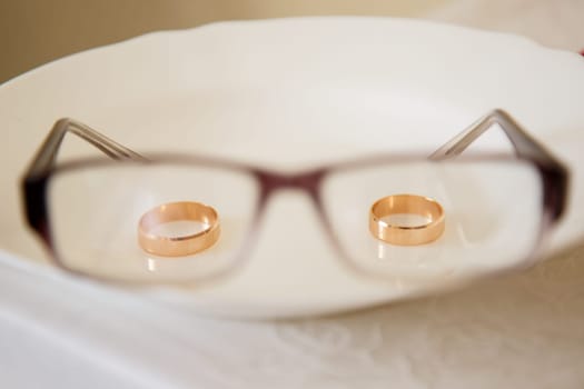 Golden wedding rings for newlyweds