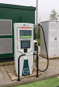 Midlands, UK - 13 May 2023: Out of service electric car charging point on motorway