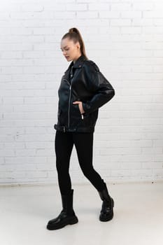 clothing fashion leather black background clothes design isolated style zipper white jacket casual