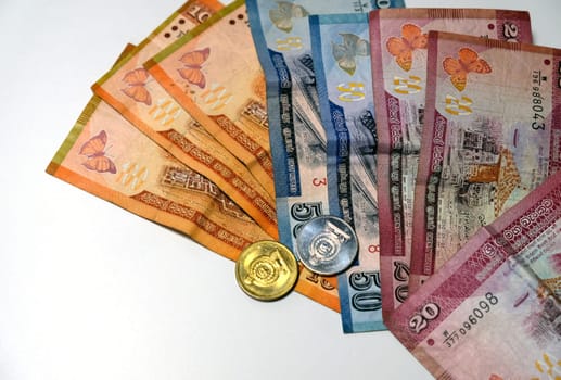 Sri Lankan banknotes and coins. High quality photo
