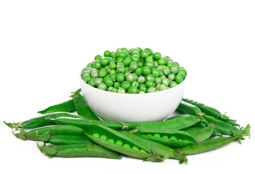 Green peas in stryuchka isolated on the white