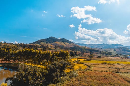 mountain blue sky and cloud in chiang rai. Thailand