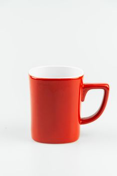 red cup for hot coffee isolated on white background