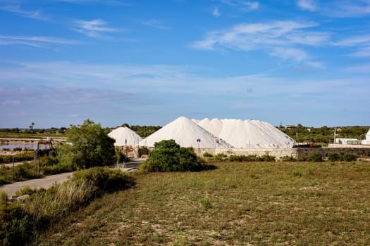 Salt mountains of the salt flats of Es Trenc. High quality photo