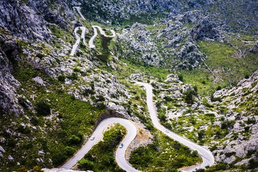 Curvy mountain pass road. High quality photo