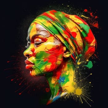 African American female in green, red, yellow colors. Juneteenth Freedom Day Celebration. Juneteenth and african liberation day. Generative ai