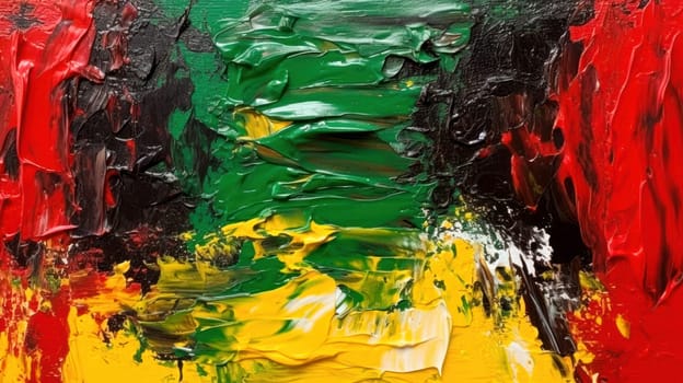 Abstract paint background in colors of green, yellow, red. Juneteenth Freedom Day Celebration. Generative ai.