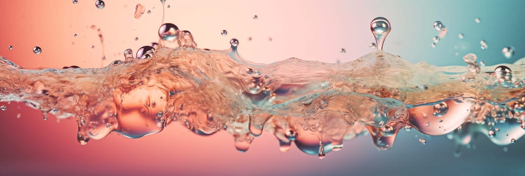Colorful abstract water background. Water toned in different colors. Water splashes and drops background.