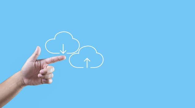 Cloud computing concept, connect communication equipment  information and technology with cloud computing and technology icon.