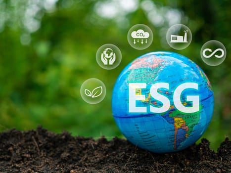 ESG concept for environment, society and governance in sustainable. business responsible environmental. element from NASA