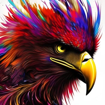 Colorful portrait of an bird of prey. Generative AI.