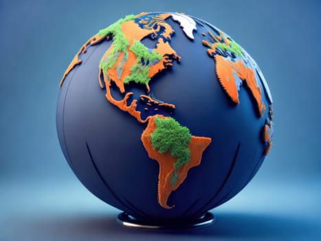 Glowing Globe Planet Earth. World is in our hands. Blue Global Business. Generative Ai