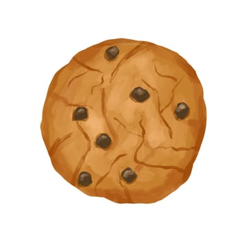 Chocolate chip cookie illustration isolated on white background. Classic sweet