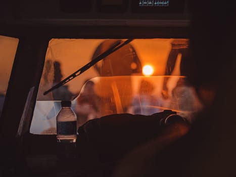 sunset through the captain's cabin. bali