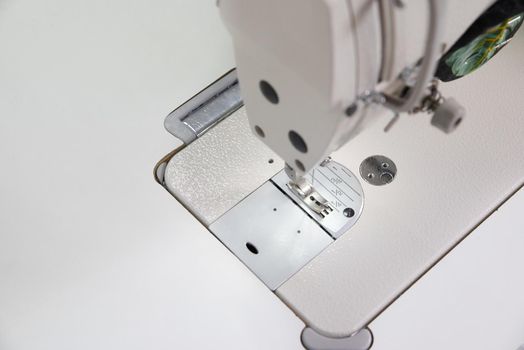 Close-up detail of a sewing machine