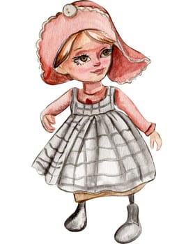 Watercolor hand drawn autumn girl gnome . Hand drawn illustration of autumn. Perfect for scrapbooking, kids design, wedding invitation, posters, greetings cards, party decoration.