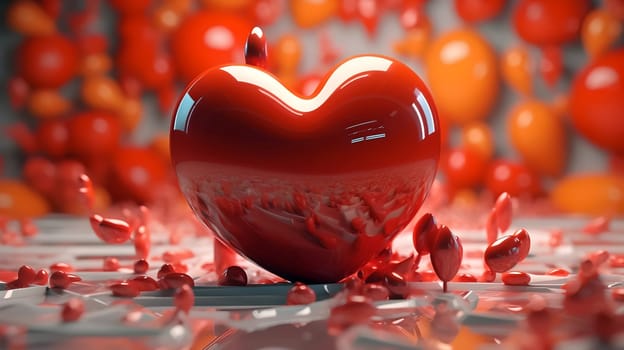 Beautiful red heart on a beautiful red background. The concept of love