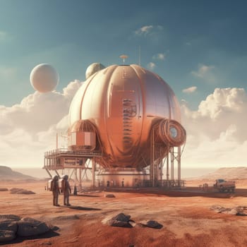 Astronauts on Mars. Station on Mars. The concept of colonization of Mars