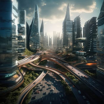 The modern metropolis of the future. The concept of the architecture of the future