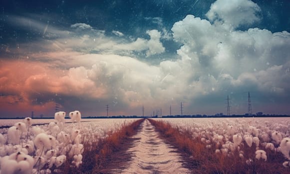 Steppe and sky with clouds. Beautiful background for your design