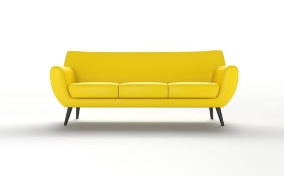 yellow sofa isolated. classic single couch. 3d illustration