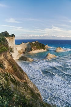 Famous Cape Drastis cliffs on Corfu island, Greece. High quality photo