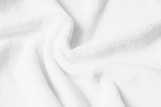 Terry towel texture, top view of a white bath towel