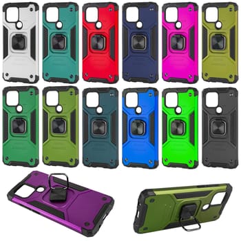 Silicone shockproof phone case, with ring holder white background in insulation