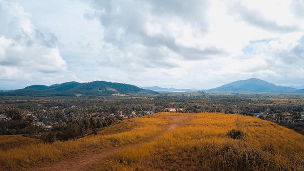 Summer mountain and blue sky. Rayong Thailand