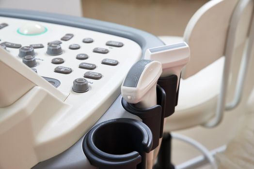 Interior of medical room with ultrasound diagnostic equipment. High quality photo