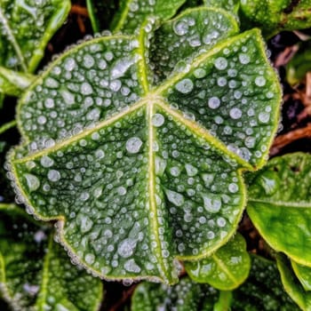 Water droplets on a green leaf after rain - close up (ID: 847)