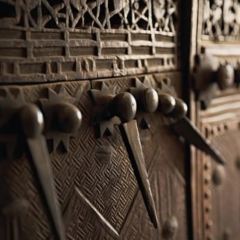 Detail of an ancient wooden door with arabic ornaments (ID: 001312)
