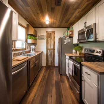 Luxury kitchen room with wood paneling (ID: 001357)