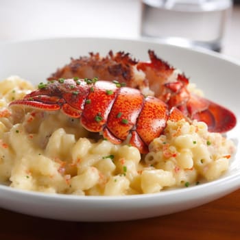 Lobster and macaroni with white sauce (ID: 001369)