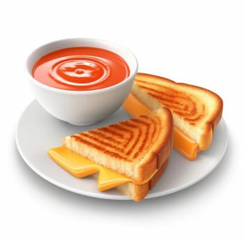 Plate with tasty sandwich and sauce on white background, closeup (ID: 001379)