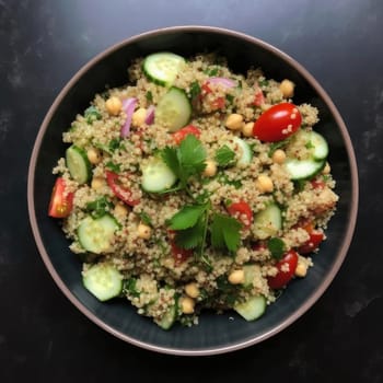 Couscous salad with chickpeas, tomatoes, and cucumbers (ID: 001401)