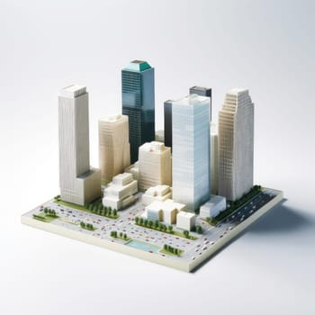 3D model of a modern city with skyscrapers and high-rise buildings (ID: 001475)