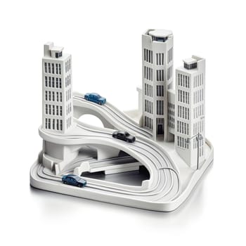 Model of a modern city on a white background - 3D rendering (ID: 001476)