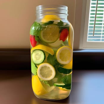 Detox water with lemon, lime, cucumber, and mint (ID: 001547)