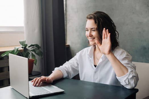 Woman Engaged in Online Web Conference Chat, Embracing Work, Study, Freelancing, and Digital Meetings. Embrace the Future with Online Video Conferencing, Distance Learning, and Virtual Dating