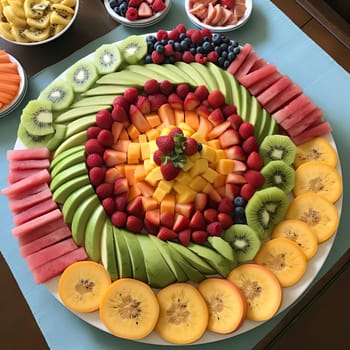 Fruit salad on a plate in the form of a circle (ID: 001605)